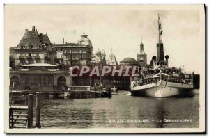 Old Postcard Evian Les Bains Debarcadere Boat