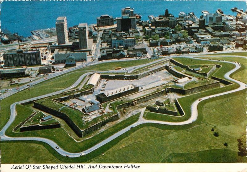 Aerial View Star Shaped Citadel Hill Harbour Halifax Nova Scotia Postcard 1984