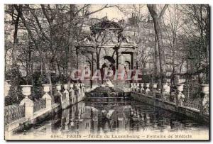 Paris Old Postcard Luxembourg Gardens Medici Fountain