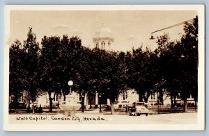 Carson City Nevada NV Postcard RPPC Photo State Capitol Building Car c1940's