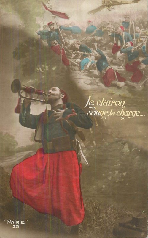 Berber military volunteers Zouaves trumpeteer calls out the charge battle