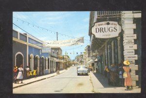 CHARLOTTE AMALIE ST. THOMAS VIRGIN ISLANDS DOWNTOWN STREET SCENE POSTCARD CARS