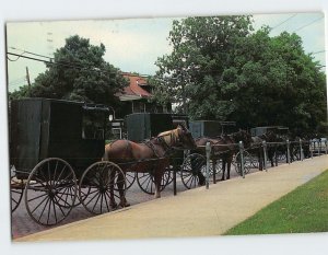 Postcard Amish Parking Meters for their Horse & Buggies Millersburg Ohio USA