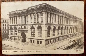 Vintage Postcard 1912 Public Library, Michigan Ave. Chicago, Illinois (IL)