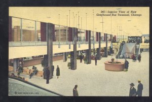 CHICAGO ILLINOIS GREYHOUND BUS TERMINAL DEPOT INTERIOR VINTAGE POSTCARD