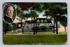 SUMMER HOME OF PRESIDENT TAFT BEVERLY MASSACHUSETTS CAMEO POSTCARD 1909