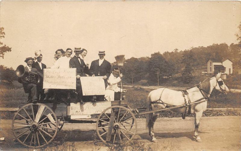 F15/ Parade Real Photo RPPC Postcard c1910 Wagon Band Broom 13