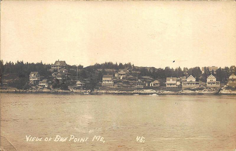 Bay Point ME Shoreline View Cottages Houses RPPC Postcard