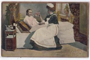 Nurse or Maid, Drinking with a Man in Bed