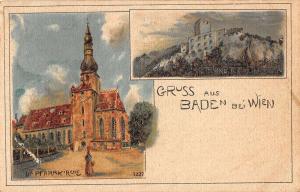 Baden Bei Wien Austria Gruss aus scenic views landmarks antique pc Y15793