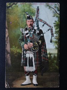 Military PIPER Highland Light Infantry c1905 Postcard