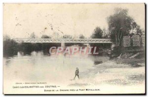 Old Postcard The Eglisottes Pres Coutras Banks of the Dronne near the metal b...