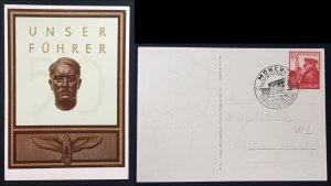 German Empire Third 3rd Reich Propaganda- Hitler 50th Birthday Commemortive Card