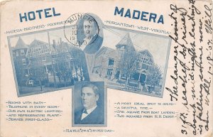 J68/ Morgantown West Virginia Postcard c1910 3View Hotel Madera  330