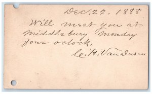 1888 Will Meet at Middlebury Monday Wellsboro Pennsylvania PA Postal Card