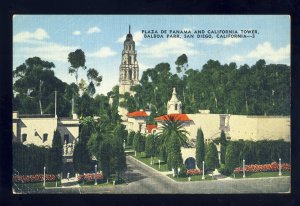 San Diego, California/CA Postcard, Plaza De Panama & Calif Tower, Balboa Park