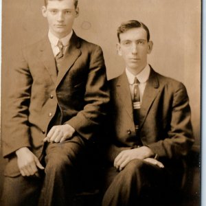 c1910s Michigan Gentlemen RPPC Real Photo Otto Meno Ford Married Feldpausch A140