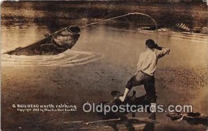 Exaggeration Fishing Bull Head 1909 Martin Co Postal Used Unknown 