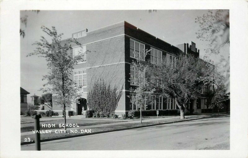 RPPC Postcard 23. High School, Valley City ND Barnes County Unposted