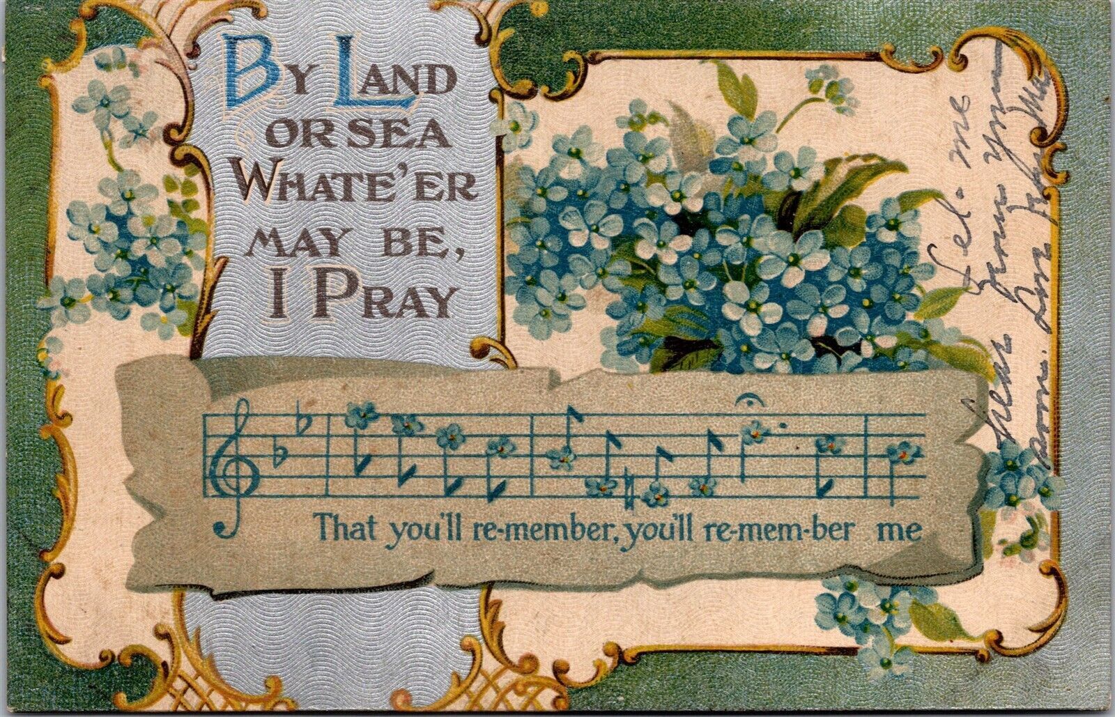 Vtg By Land Or Sea I Pray Remember Me Me Nots Song Lyrics 1910s