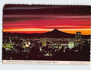 Postcard Electroluminescent Portland and Magnificent Mt. Hood, Portland, Oregon