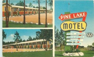 Montgomery Alabama Pine Lake Motel 1940s MWM CO roadside Postcard 21-9154