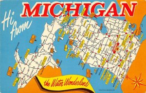HI From Michigan, USA The Water Wonderlands Map Unused 