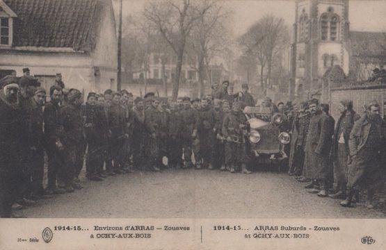 Zouaves Ochy Aux Bois 1915 French Antique WW1 Military Postcard