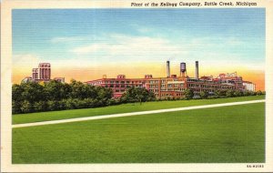 Kellogg Company Plant Battle Creek Michigan Factory Exterior Linen Postcard 