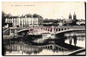 Old Postcard Melun The Iron Bridge Boat