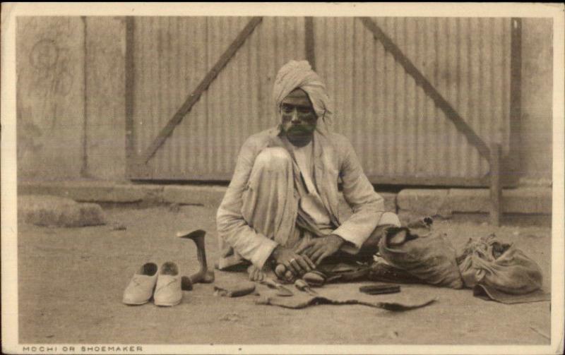 Native Life India? Ethnography c1910 Postcard MOCHI or SHOEMAKER COBBLER