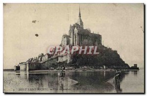 Old Postcard Mont Saint Michel Cote North East Fishing Fisherman