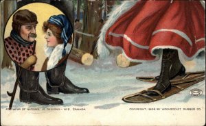 Woonsocket Rubbers Shoes Ad Design No. 2 Canada c1910  Vintage Postcard