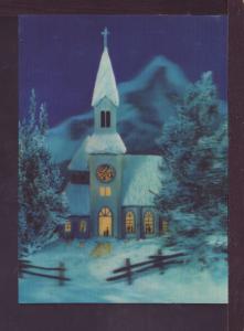 Church in Winter Scene 3-D Post Card 2933