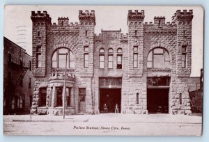 Sioux City Iowa Postcard Police Station Front View Building 1908 Vintage Antique