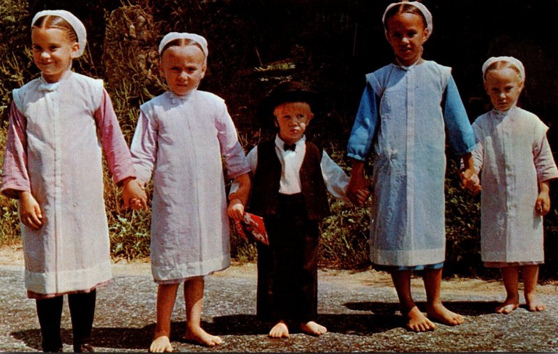 Pennsylvania Lancaster Group Of Amish Children In Sunday Dress