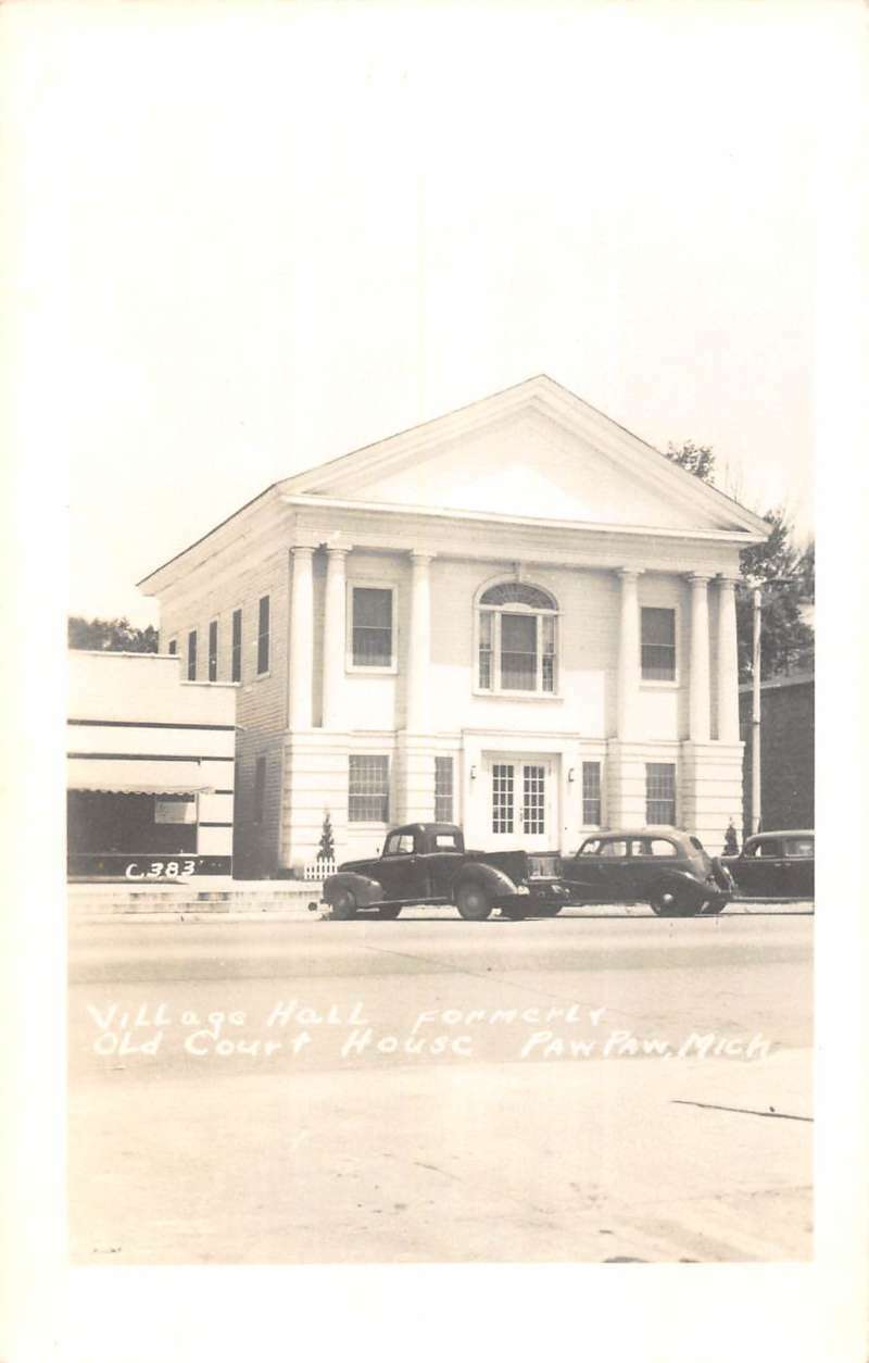 Paw Paw Michigan Court House Real Photo Antique Postcard K61996