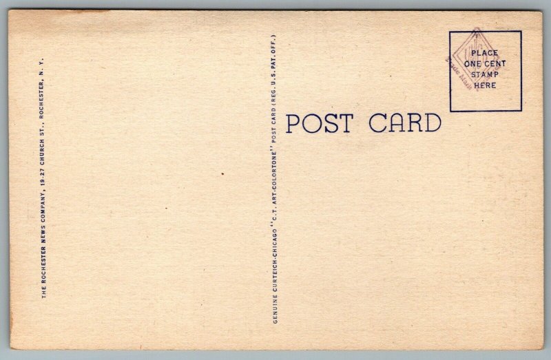 Postcard Rochester NY c1934 Silver Red Wing Stadium Minor League Baseball Linen