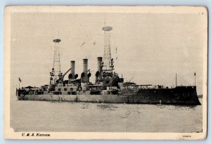 c1910's USS Kansas Battleship US Navy Ship Unposted Antique Postcard