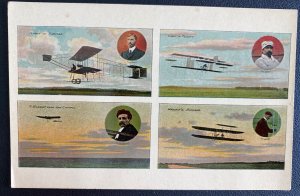 Mint England Color Picture Postcard Farman Bleriot Wright And Cody Aviators