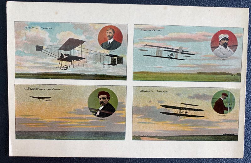 Mint England Color Picture Postcard Farman Bleriot Wright And Cody Aviators