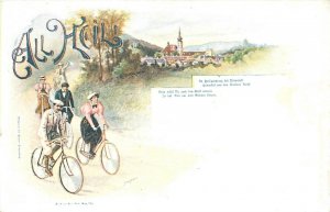 Postcard C-1900 Bicycle Cycling All Heil German Countryside undivided TP24-1585