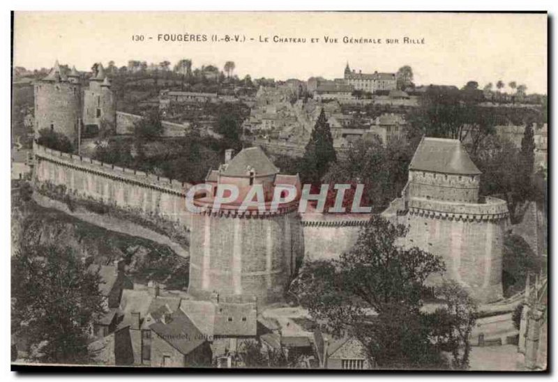 Old Postcard Fougeres and Chateau Vue Generale on Rille