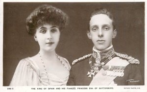 Royalty King of Spain and fiancee Princess Ena Battenberg officer uniform medal