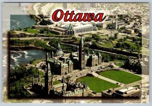 Parliament Hill, Ottawa, Ontario, Canada, Chrome Aerial View Postcard