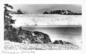 RPPC COLUMBIA GLACIER JUNEAU ALASKA WHEELER REAL PHOTO POSTCARD (c. 1940s)