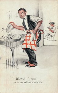 Wanted a Man Useful as well as Ornamental Comic Postcard 06.67