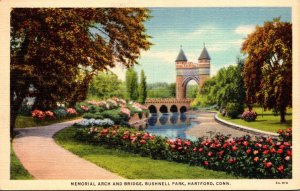 Connecticut Hartford Bushnell Park Memorial Arch and Bridge1941 Curteich