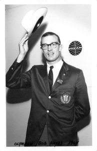 RPPC Olympian Bob Hayes 1964 Pan-Am Airways Whelan Vintage Postcard
