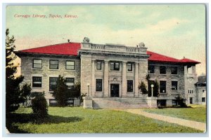 1913 Carnegie Library Exterior Roadside Topeka Kansas KS Posted Vintage Postcard